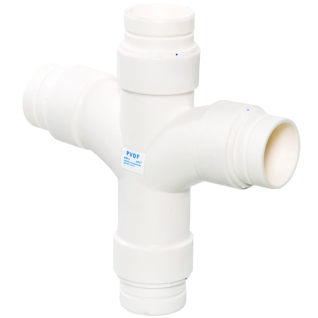 Product Image - Double Sanitary Tees Plenum Plus PVDF NH - Angle